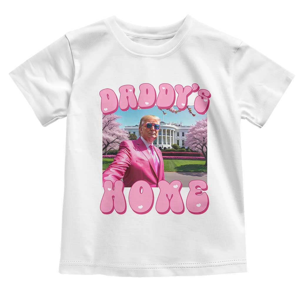 Funny Trump Supporter Baby Shirt Daddy's Coming Home 2024 Pink Trump TS09 White Print Your Wear