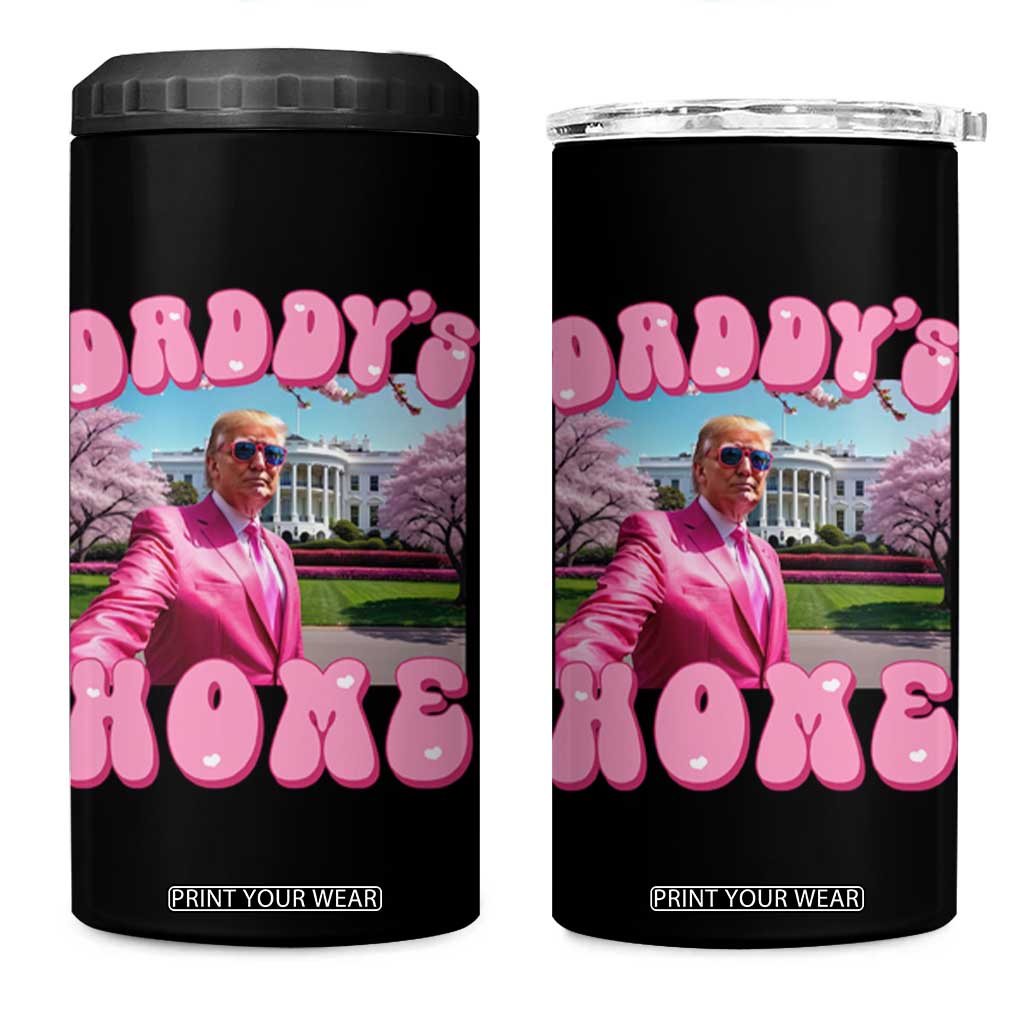 Funny Trump Supporter 4 in 1 Can Cooler Tumbler Daddy's Coming Home Pink Trump TS09 One Size: 16 oz Black Print Your Wear