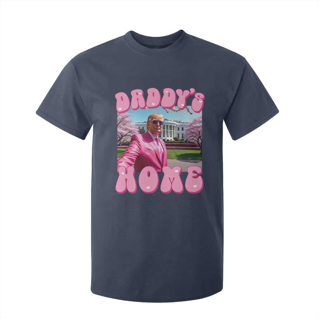 Funny Trump Supporter T Shirt For Kid Daddy's Coming Home 2024 Pink Trump TS09 Navy Print Your Wear