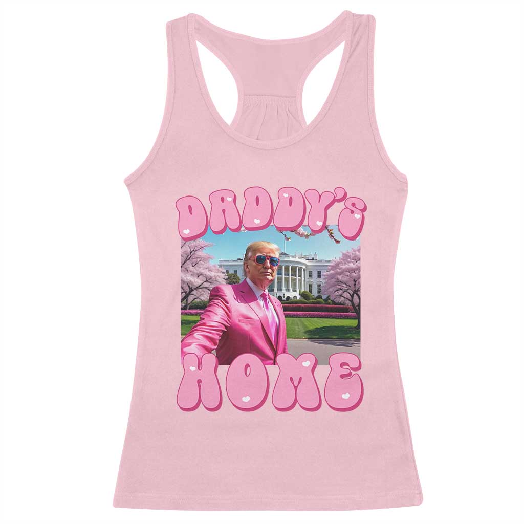 Funny Trump Supporter Racerback Tank Top Daddy's Coming Home 2024 Pink Trump TS09 Light Pink Print Your Wear