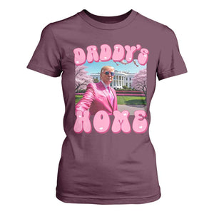 Funny Trump Supporter T Shirt For Women Daddy's Coming Home 2024 Pink Trump TS09 Maroon Print Your Wear