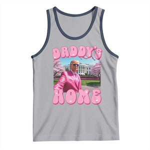 Funny Trump Supporter Tank Top Daddy's Coming Home 2024 Pink Trump TS09 Athletic Heather Navy Print Your Wear