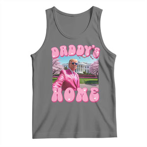 Funny Trump Supporter Tank Top Daddy's Coming Home 2024 Pink Trump TS09 Black Heather Print Your Wear