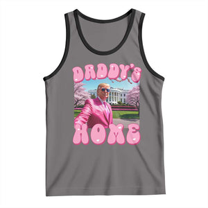 Funny Trump Supporter Tank Top Daddy's Coming Home 2024 Pink Trump TS09 Deep Heather Black Print Your Wear