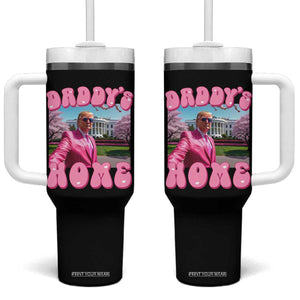 Funny Trump Supporter Tumbler With Handle Daddy's Coming Home Pink Trump TS09 One Size: 40 oz Black Print Your Wear