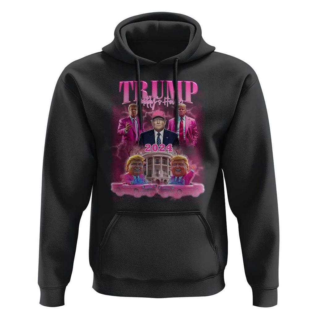 Funny Trump Supporter Hoodie Daddy's Coming Home 2024 Pink Trump TS09 Black Print Your Wear