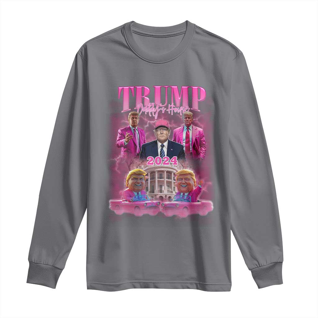 Funny Pink Trump Long Sleeve Shirt Daddy's Coming Home 2024 Trump Era TS09 Charcoal Print Your Wear