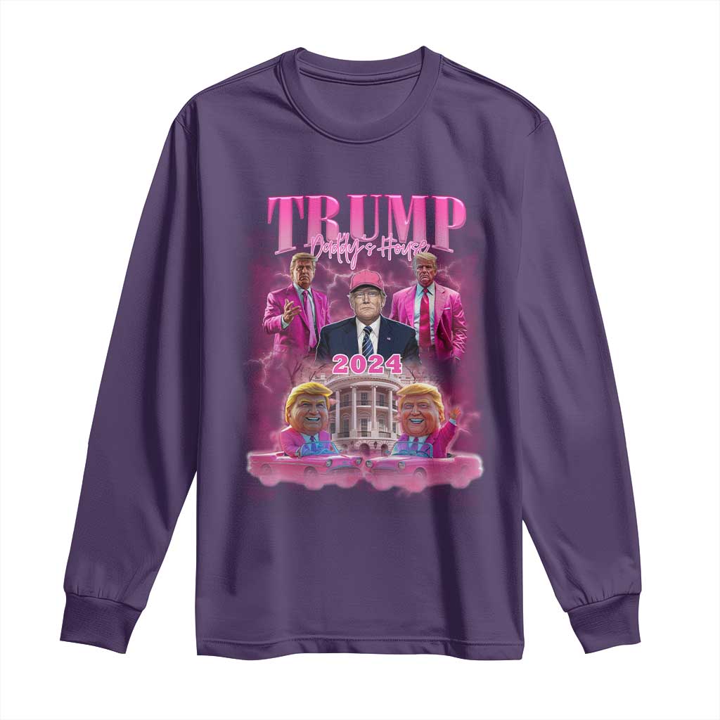 Funny Pink Trump Long Sleeve Shirt Daddy's Coming Home 2024 Trump Era TS09 Purple Print Your Wear