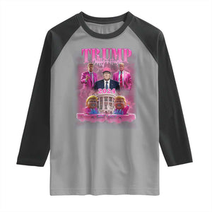 Funny Pink Trump Raglan Shirt Daddy's Coming Home 2024 Trump Era TS09 Sport Gray Black Print Your Wear