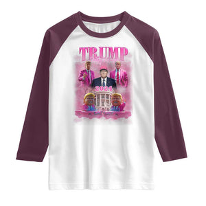 Funny Pink Trump Raglan Shirt Daddy's Coming Home 2024 Trump Era TS09 White Maroon Print Your Wear