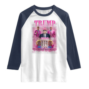 Funny Pink Trump Raglan Shirt Daddy's Coming Home 2024 Trump Era TS09 White Navy Print Your Wear