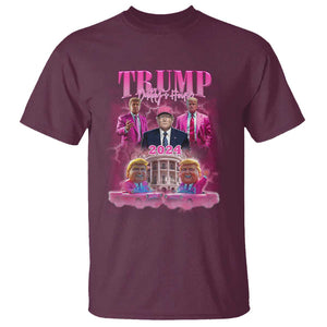 Funny Trump Supporter T Shirt Daddy's Coming Home 2024 Pink Trump TS09 Maroon Print Your Wear