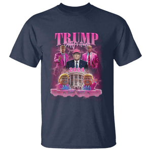 Funny Trump Supporter T Shirt Daddy's Coming Home 2024 Pink Trump TS09 Navy Print Your Wear