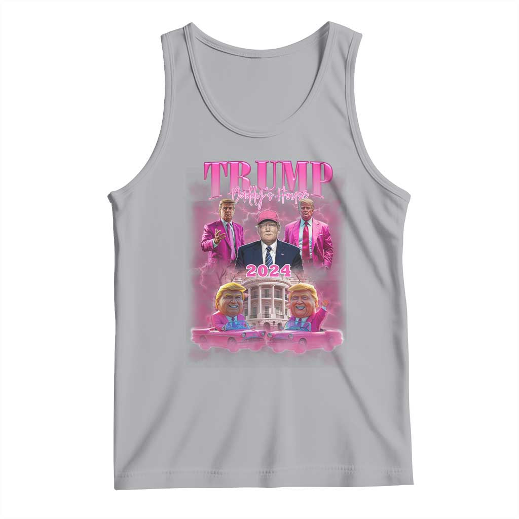 Funny Pink Trump Tank Top Daddy's Coming Home 2024 Trump Era TS09 Athletic Heather Print Your Wear