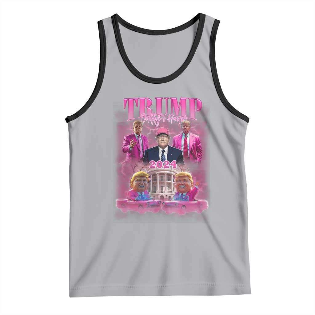 Funny Pink Trump Tank Top Daddy's Coming Home 2024 Trump Era TS09 Athletic Heather Black Print Your Wear
