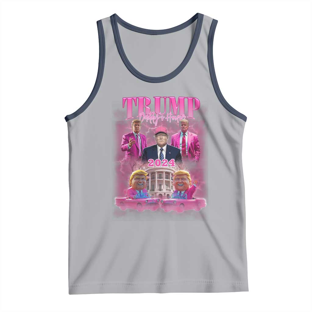 Funny Pink Trump Tank Top Daddy's Coming Home 2024 Trump Era TS09 Athletic Heather Navy Print Your Wear