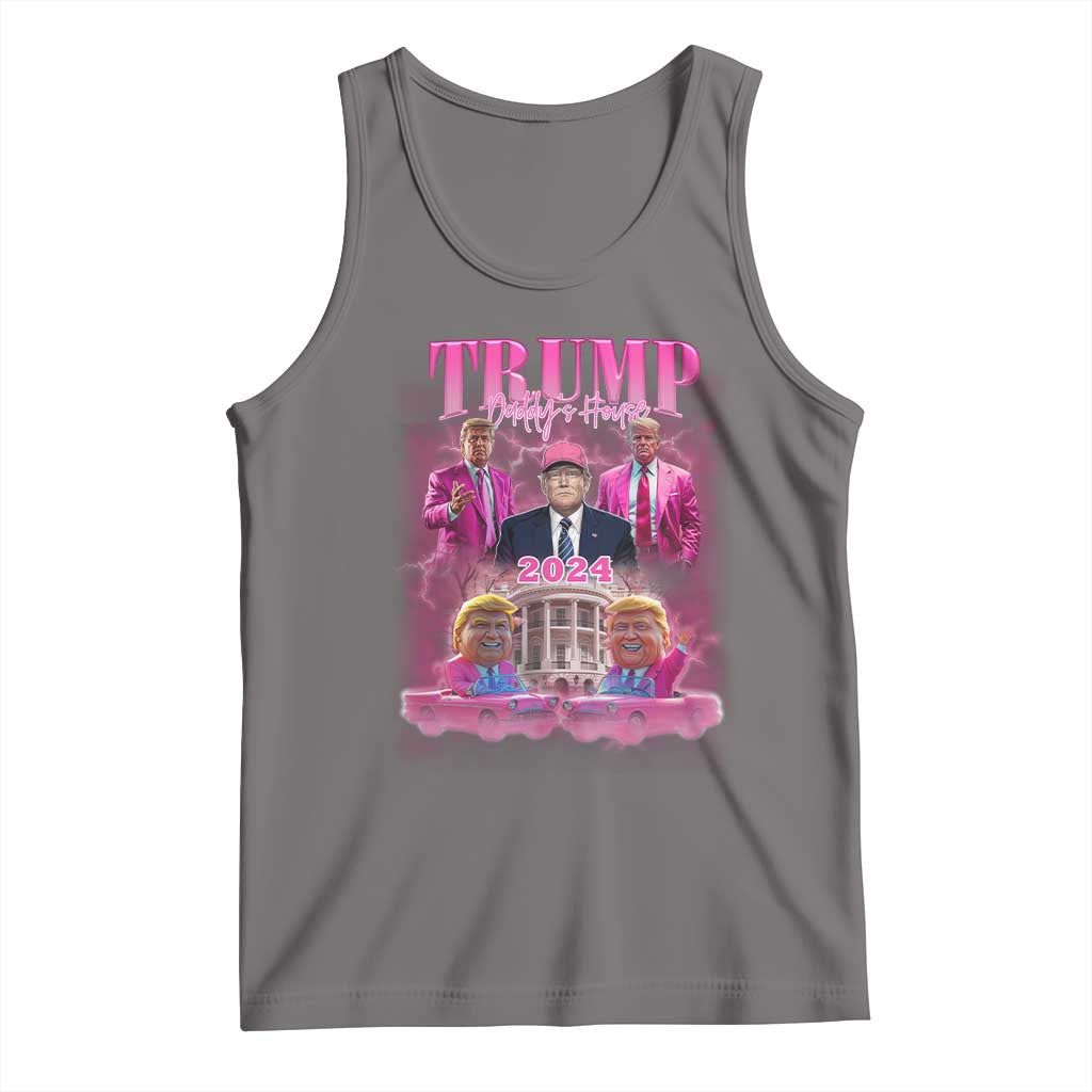Funny Pink Trump Tank Top Daddy's Coming Home 2024 Trump Era TS09 Deep Heather Print Your Wear