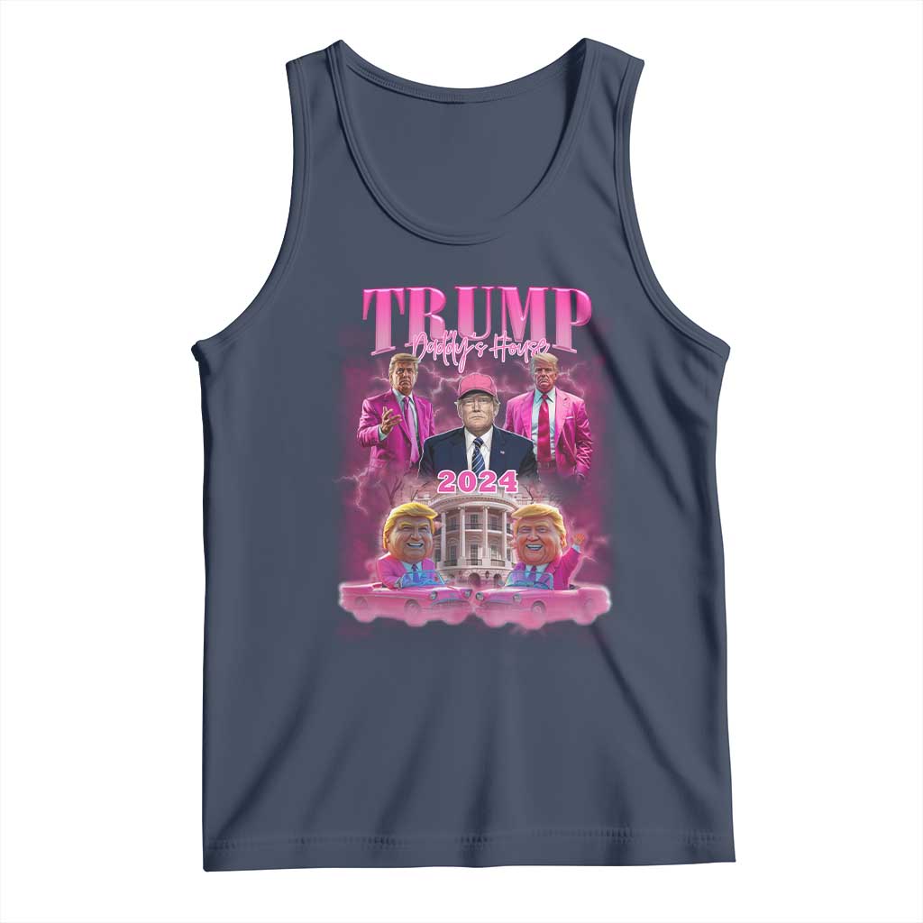 Funny Pink Trump Tank Top Daddy's Coming Home 2024 Trump Era TS09 Navy Print Your Wear