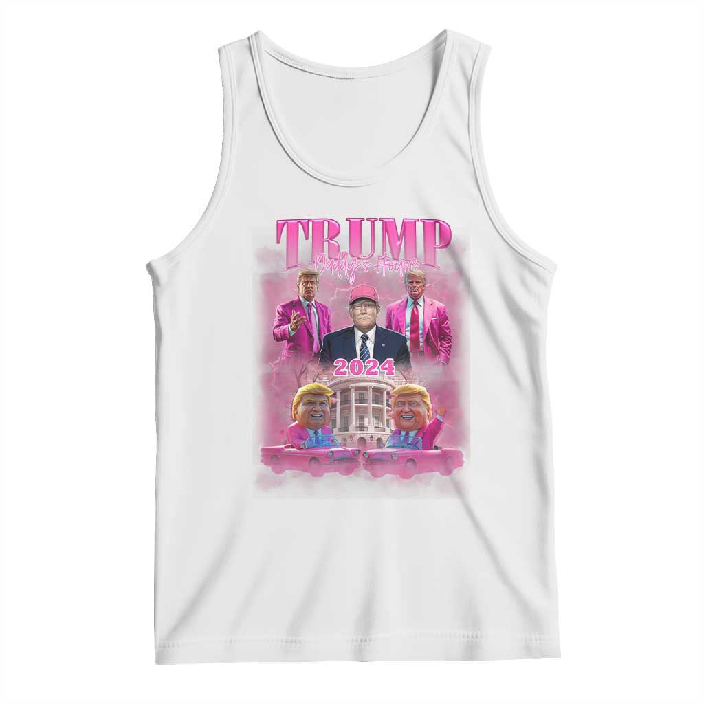 Funny Pink Trump Tank Top Daddy's Coming Home 2024 Trump Era TS09 White Print Your Wear