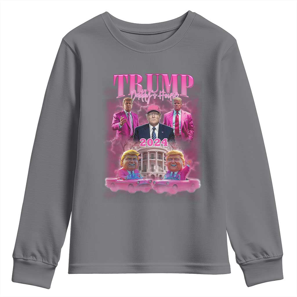 Funny Pink Trump Youth Sweatshirt Daddy's Coming Home 2024 Trump Era TS09 Charcoal Print Your Wear
