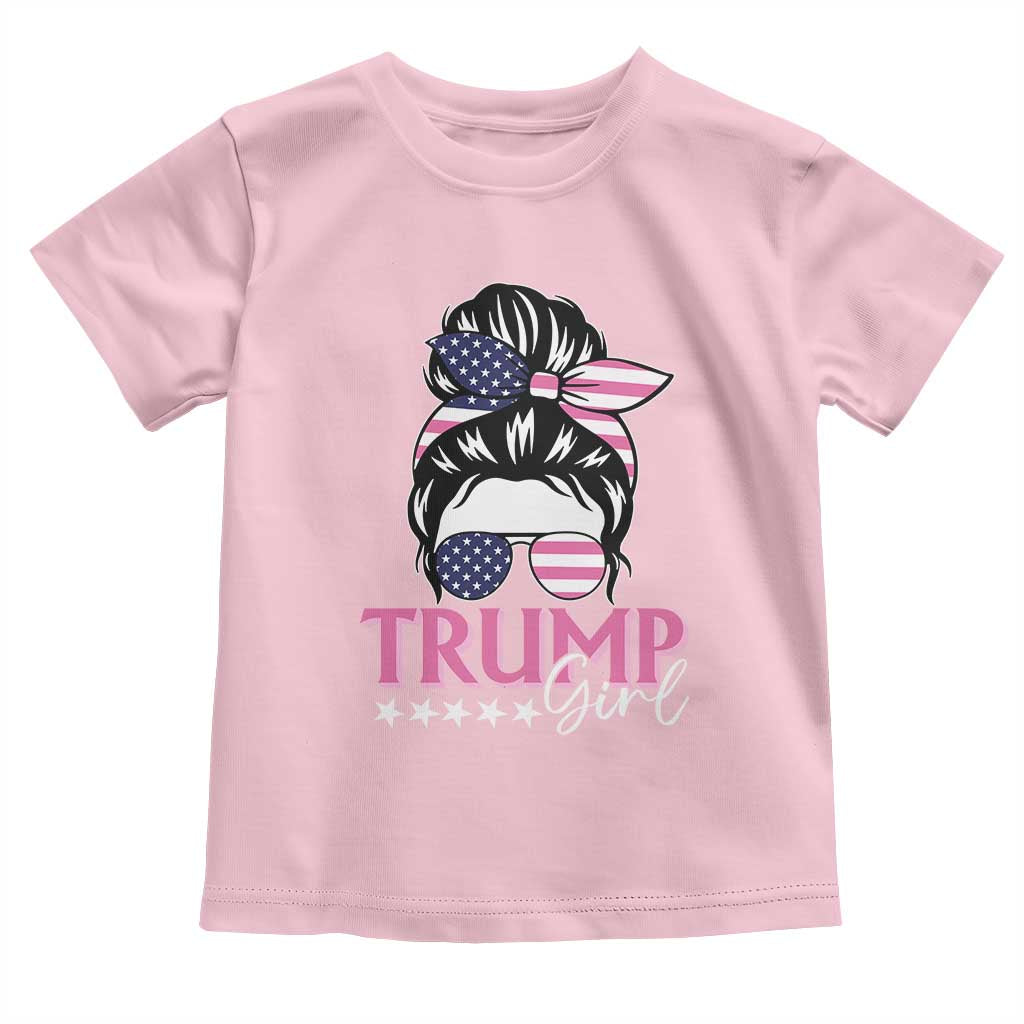 Funny Trump Supporter Baby Shirt Trump Girl Messy Bun Election American Flag TS09 Light Pink Print Your Wear
