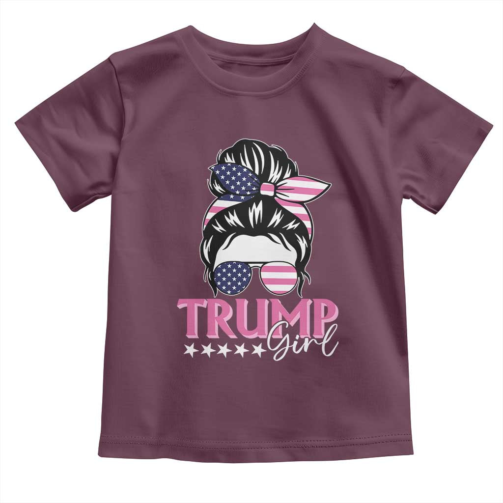 Funny Trump Supporter Baby Shirt Trump Girl Messy Bun Election American Flag TS09 Maroon Print Your Wear