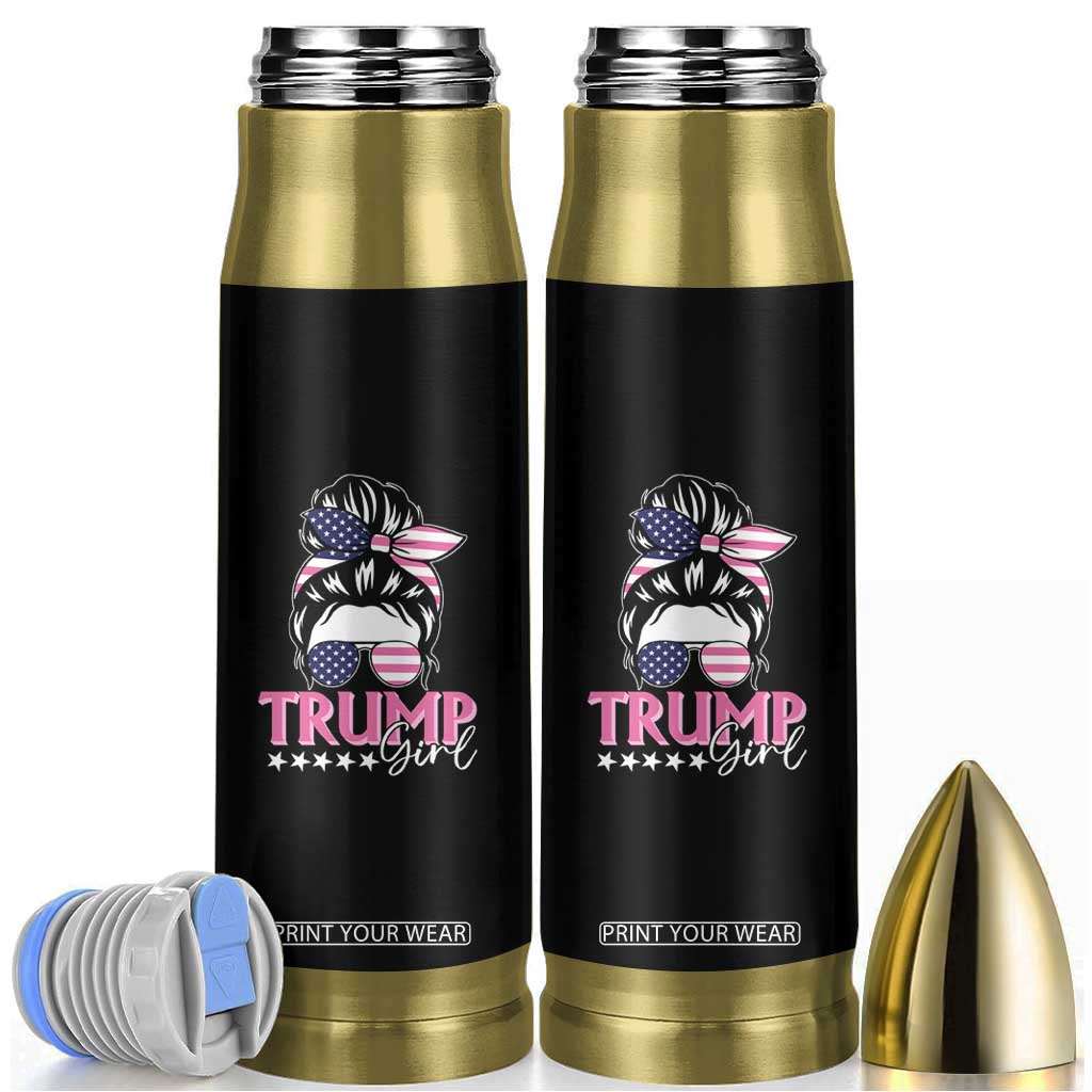 Funny Trump Supporter Bullet Tumbler Trump Girl Messy Bun Election American Flag TS09 Black Print Your Wear