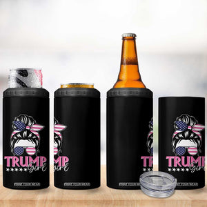 Funny Trump Supporter 4 in 1 Can Cooler Tumbler Trump Girl Messy Bun Election American Flag TS09 Print Your Wear