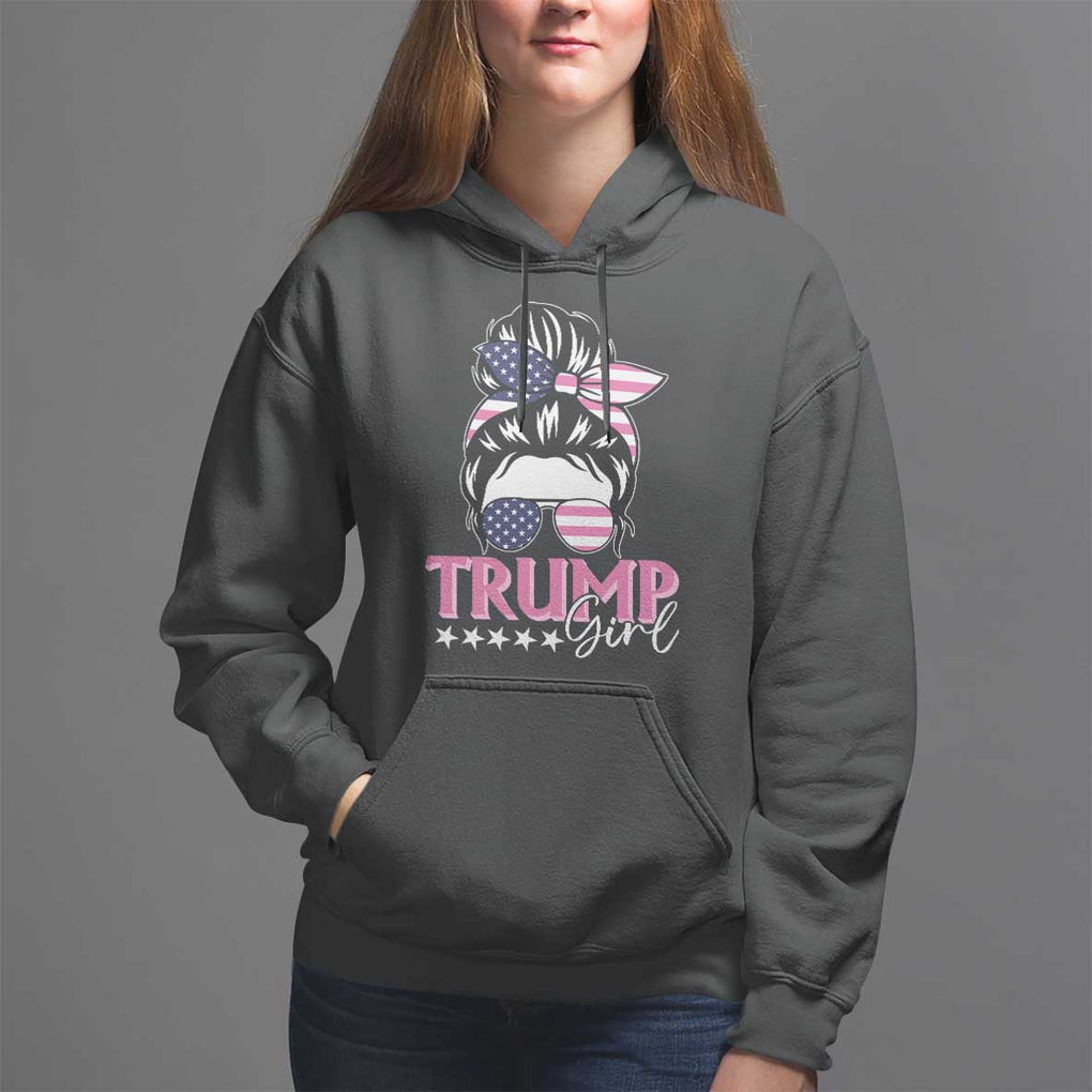 Funny Trump Supporter Hoodie Trump Girl Messy Bun Election American Flag TS09 Black Print Your Wear