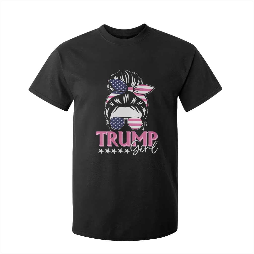 Funny Trump Supporter T Shirt For Kid Trump Girl Messy Bun Election American Flag TS09 Black Print Your Wear