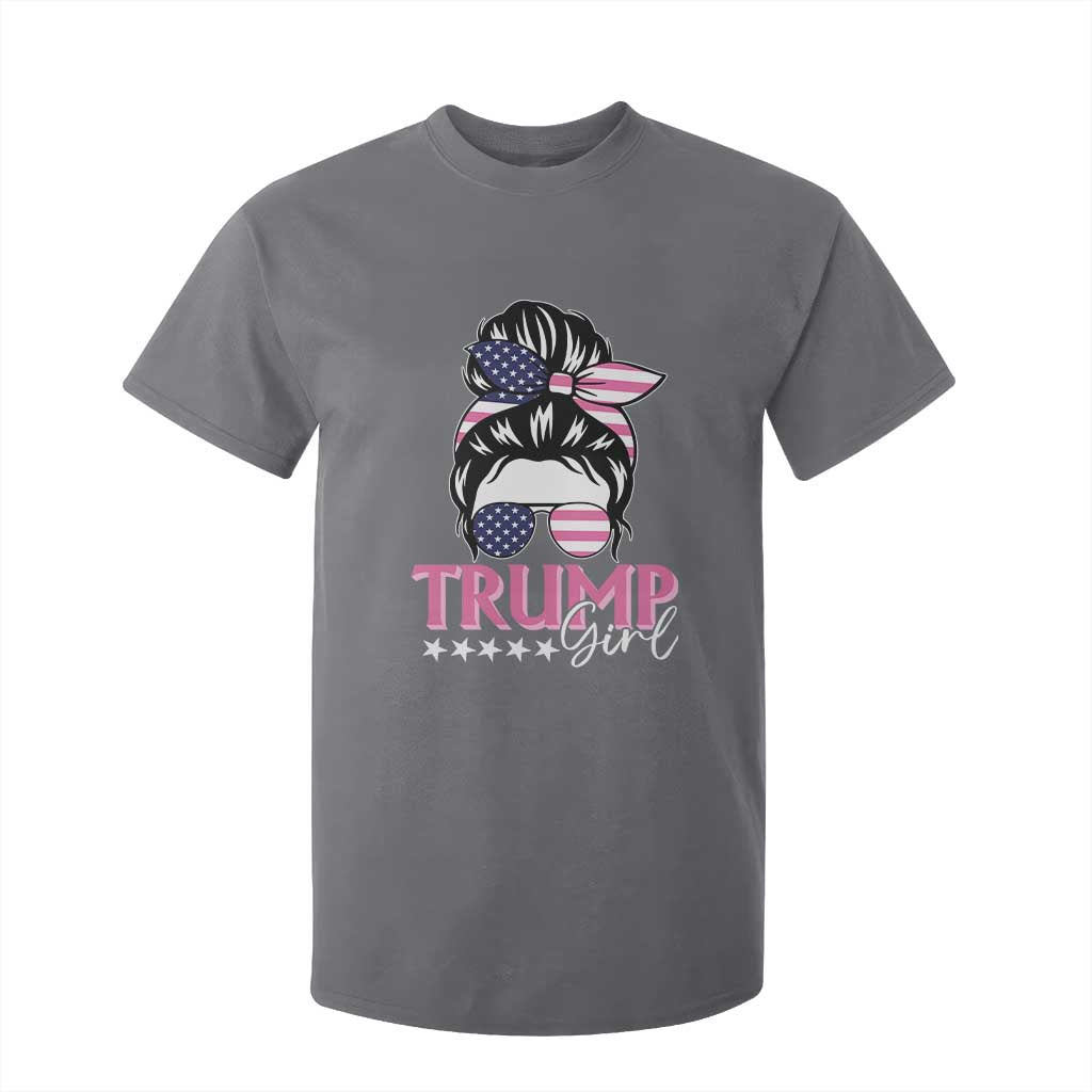 Funny Trump Supporter T Shirt For Kid Trump Girl Messy Bun Election American Flag TS09 Charcoal Print Your Wear