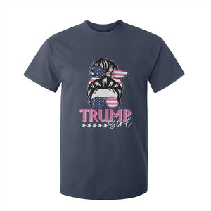 Funny Trump Supporter T Shirt For Kid Trump Girl Messy Bun Election American Flag TS09 Navy Print Your Wear