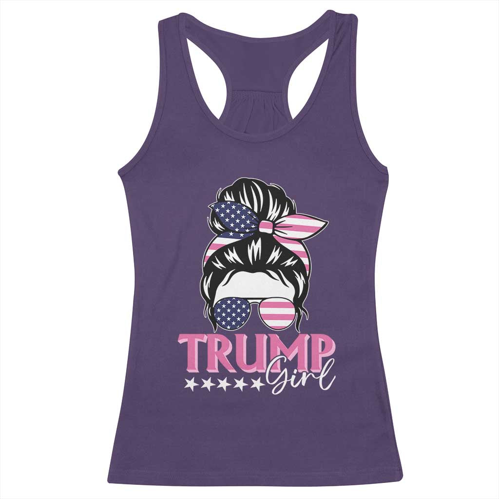 Funny Trump Supporter Racerback Tank Top Trump Girl Messy Bun Election American Flag TS09 Purple Print Your Wear