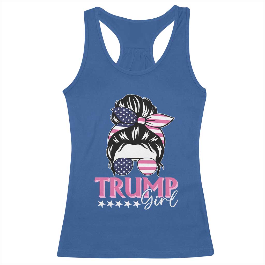 Funny Trump Supporter Racerback Tank Top Trump Girl Messy Bun Election American Flag TS09 Royal Blue Print Your Wear