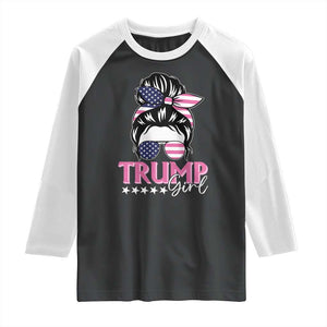 Funny Trump Supporter Raglan Shirt Trump Girl Messy Bun Election American Flag TS09 Black White Print Your Wear