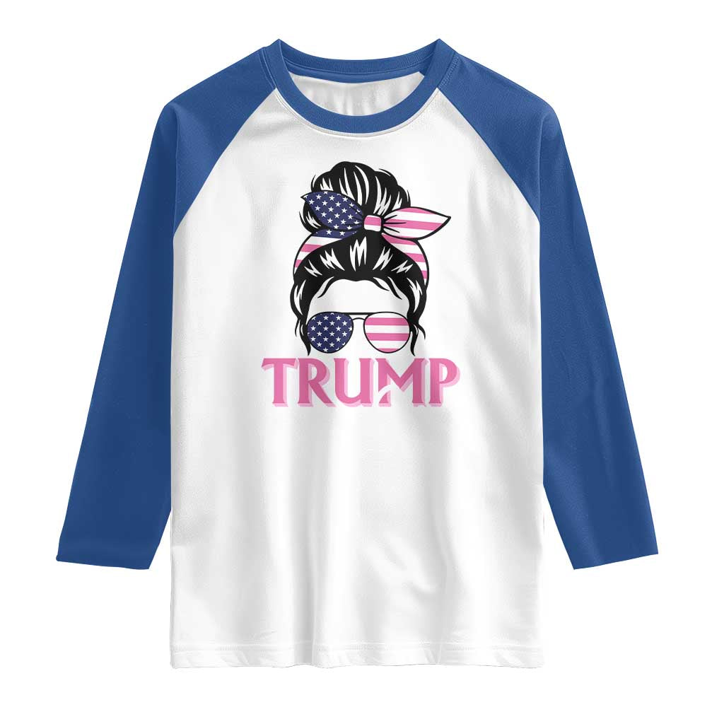 Funny Trump Supporter Raglan Shirt Trump Girl Messy Bun Election American Flag TS09 White Royal Print Your Wear