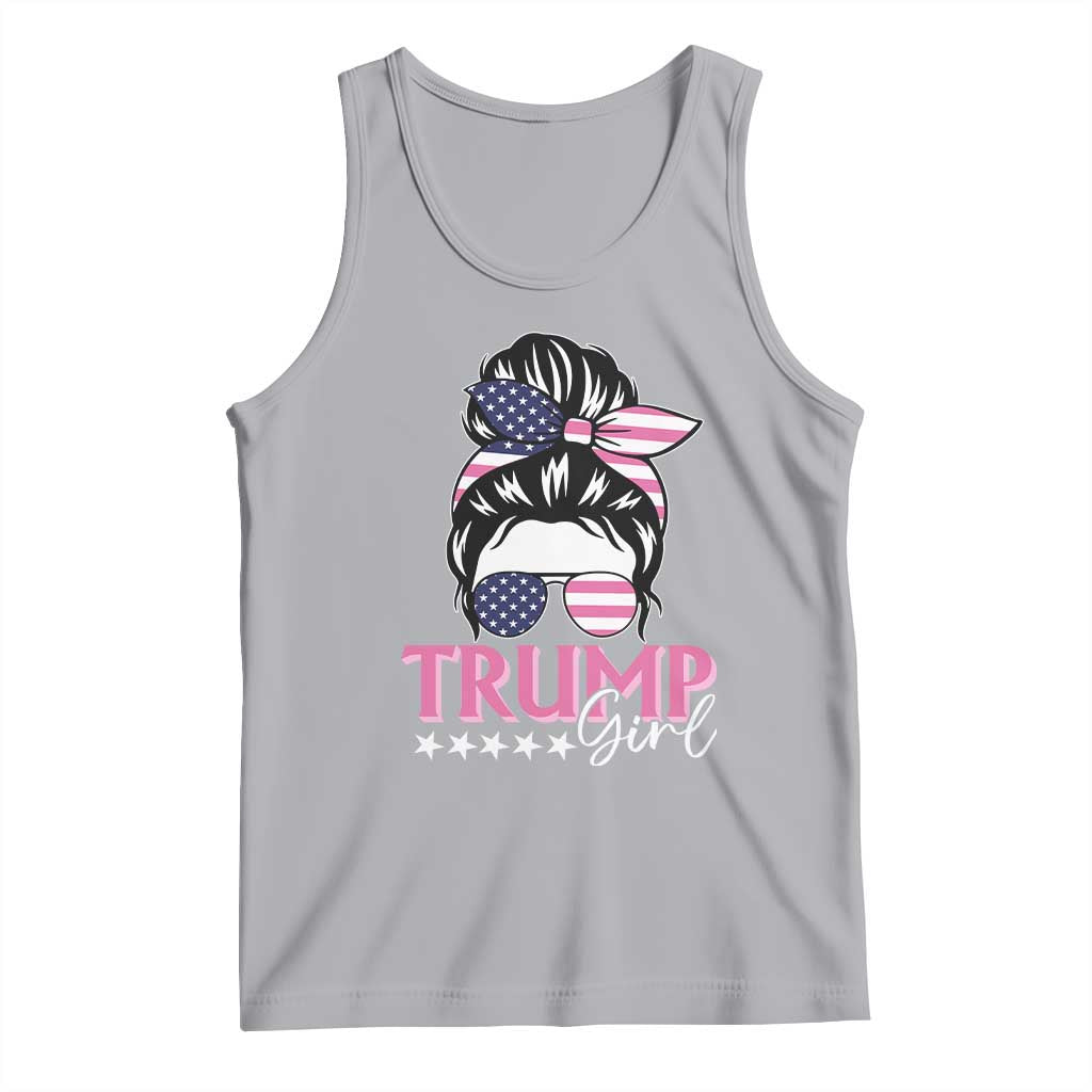 Funny Trump Supporter Tank Top Trump Girl Messy Bun Election American Flag TS09 Athletic Heather Print Your Wear