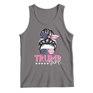 Funny Trump Supporter Tank Top Trump Girl Messy Bun Election American Flag TS09 Deep Heather Print Your Wear