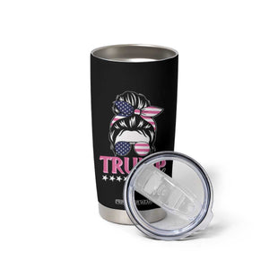 Funny Trump Supporter Tumbler Cup Trump Girl Messy Bun Election American Flag TS09 Print Your Wear