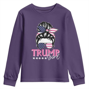 Funny Trump Supporter Youth Sweatshirt Trump Girl Messy Bun Election American Flag TS09 Purple Print Your Wear