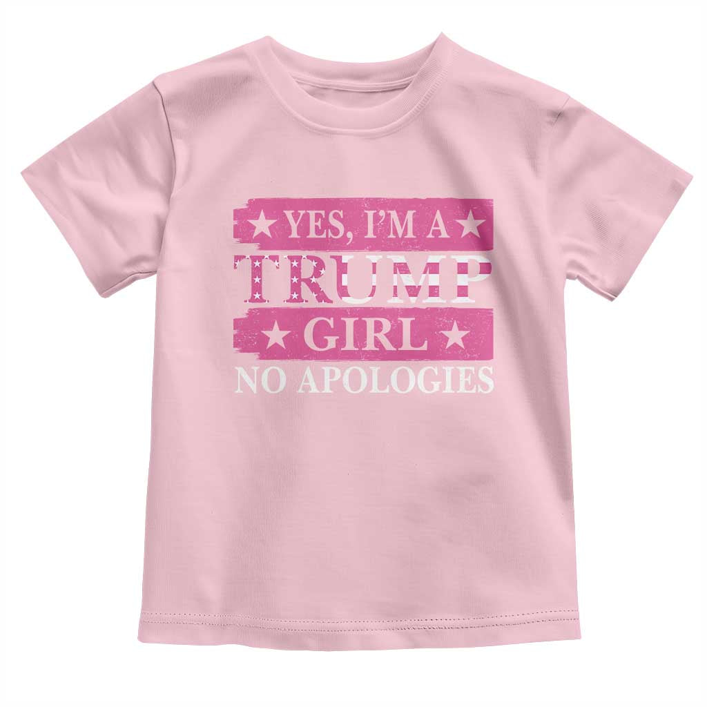 Funny Trump Supporter Baby Shirt Yes I'm A Trump Girl No Apologies 2024 Election TS09 Light Pink Print Your Wear