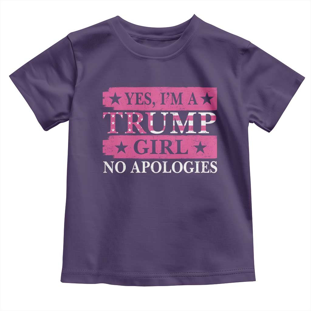 Funny Trump Supporter Baby Shirt Yes I'm A Trump Girl No Apologies 2024 Election TS09 Purple Print Your Wear