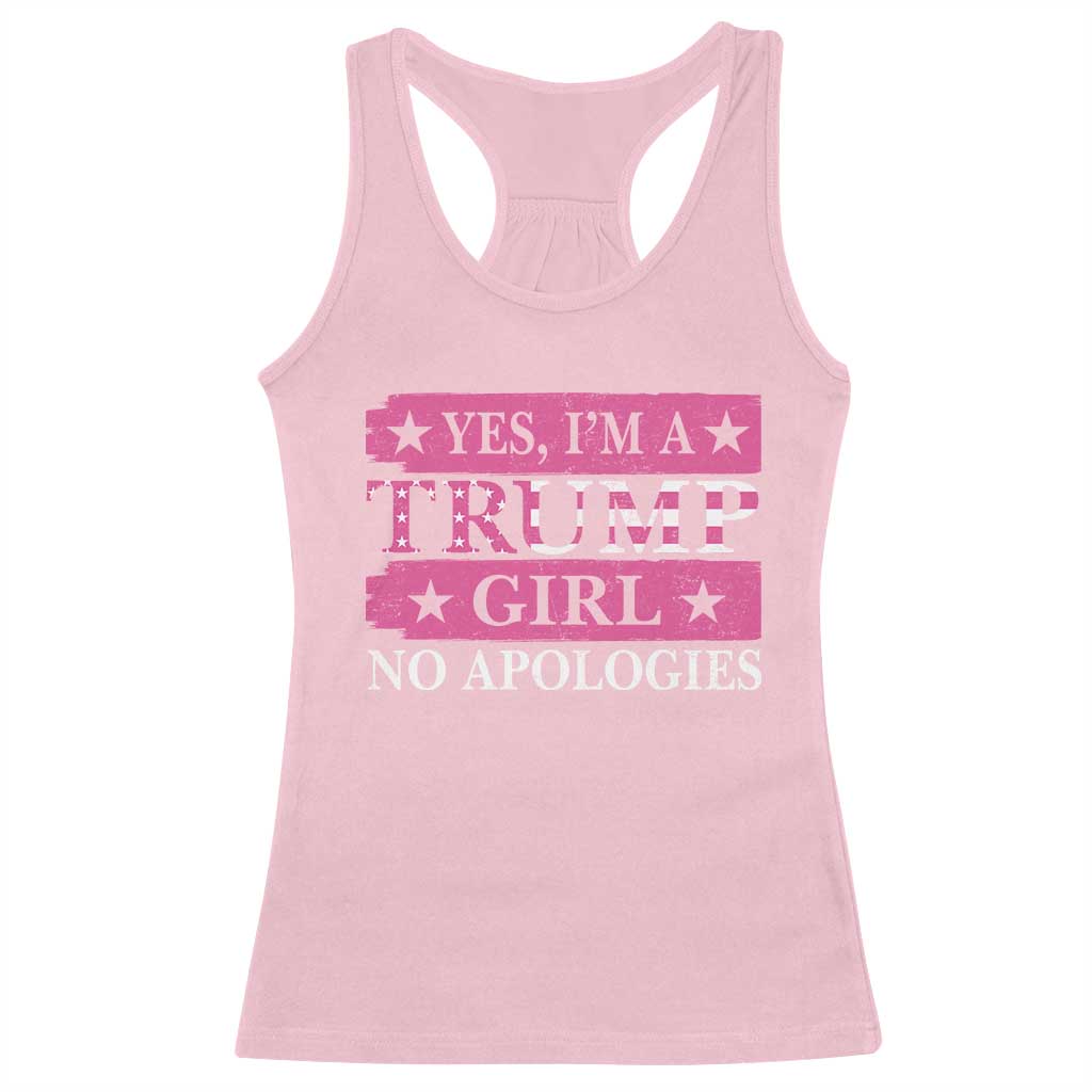 Funny Trump Supporter Racerback Tank Top Yes I'm A Trump Girl No Apologies 2024 Election TS09 Light Pink Print Your Wear