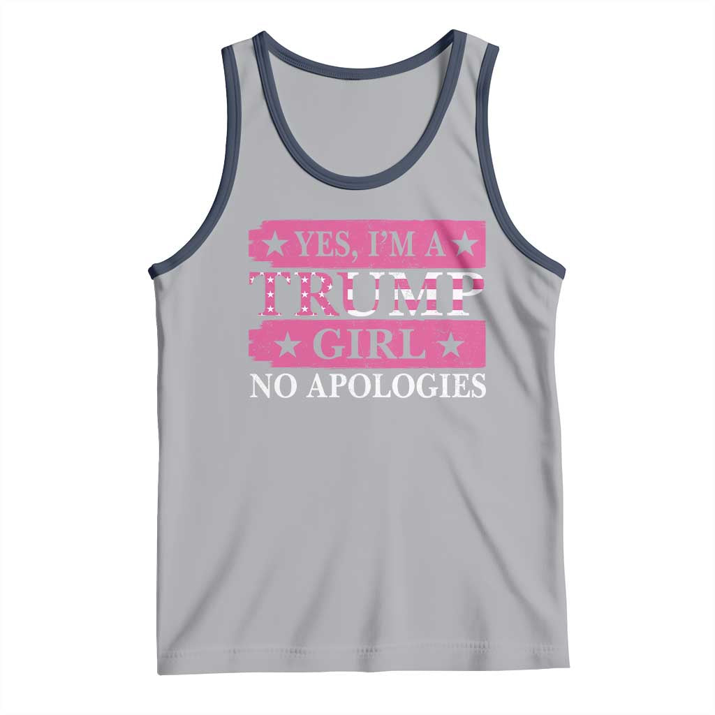Funny Trump Supporter Tank Top Yes I'm A Trump Girl No Apologies 2024 Election TS09 Athletic Heather Navy Print Your Wear