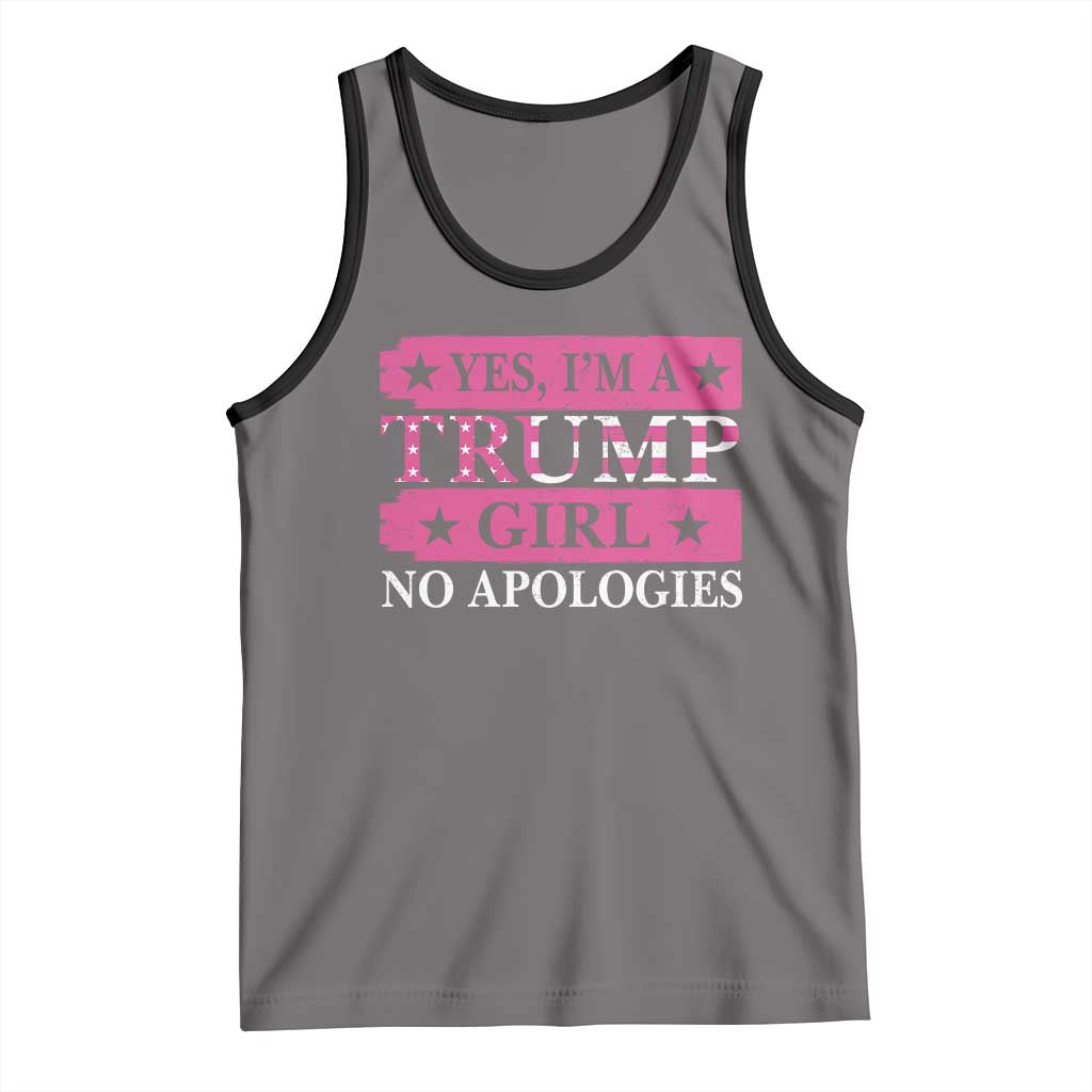 Funny Trump Supporter Tank Top Yes I'm A Trump Girl No Apologies 2024 Election TS09 Deep Heather Black Print Your Wear