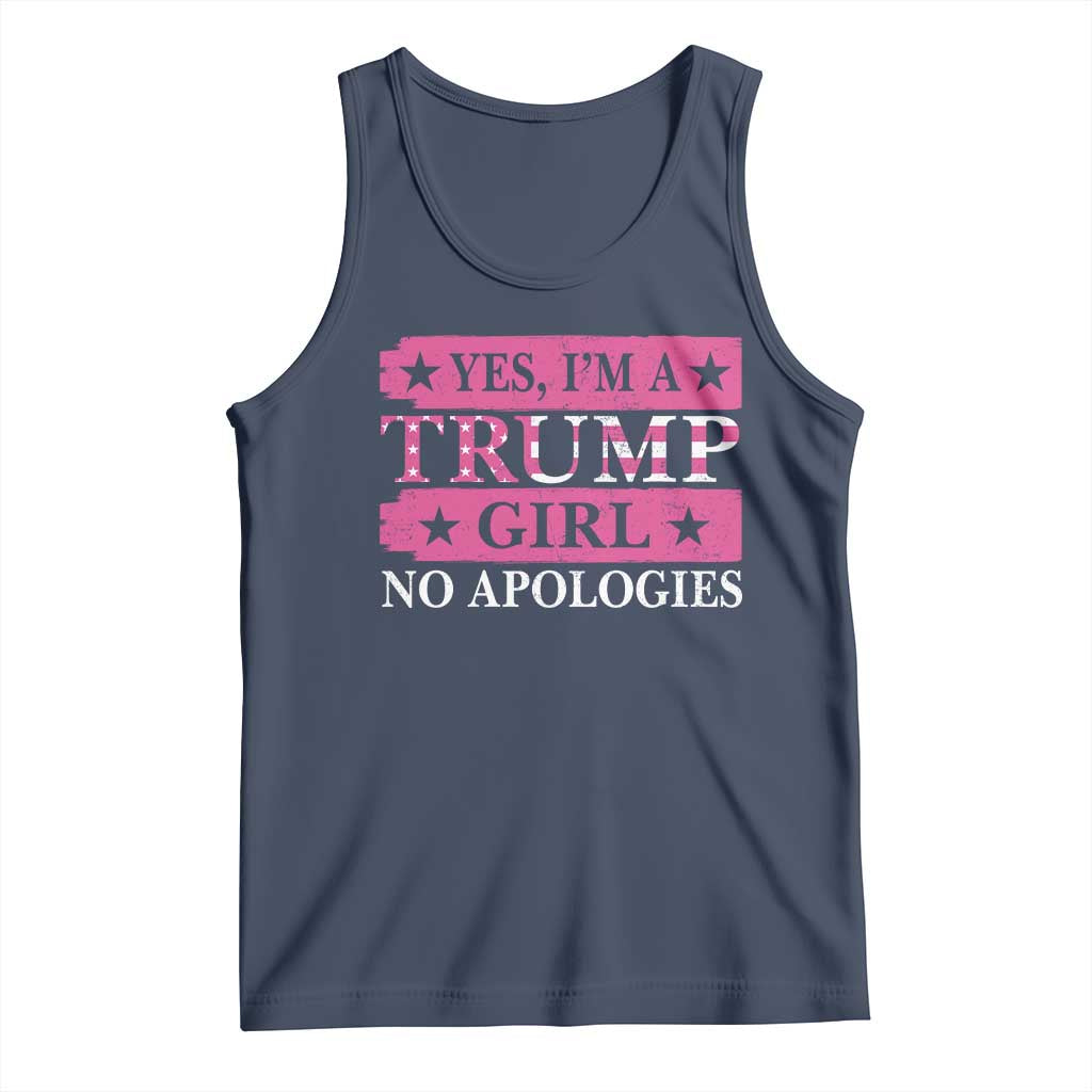 Funny Trump Supporter Tank Top Yes I'm A Trump Girl No Apologies 2024 Election TS09 Navy Print Your Wear
