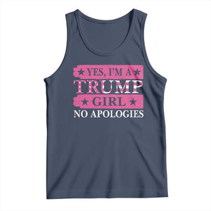 Funny Trump Supporter Tank Top Yes I'm A Trump Girl No Apologies 2024 Election TS09 Navy Print Your Wear