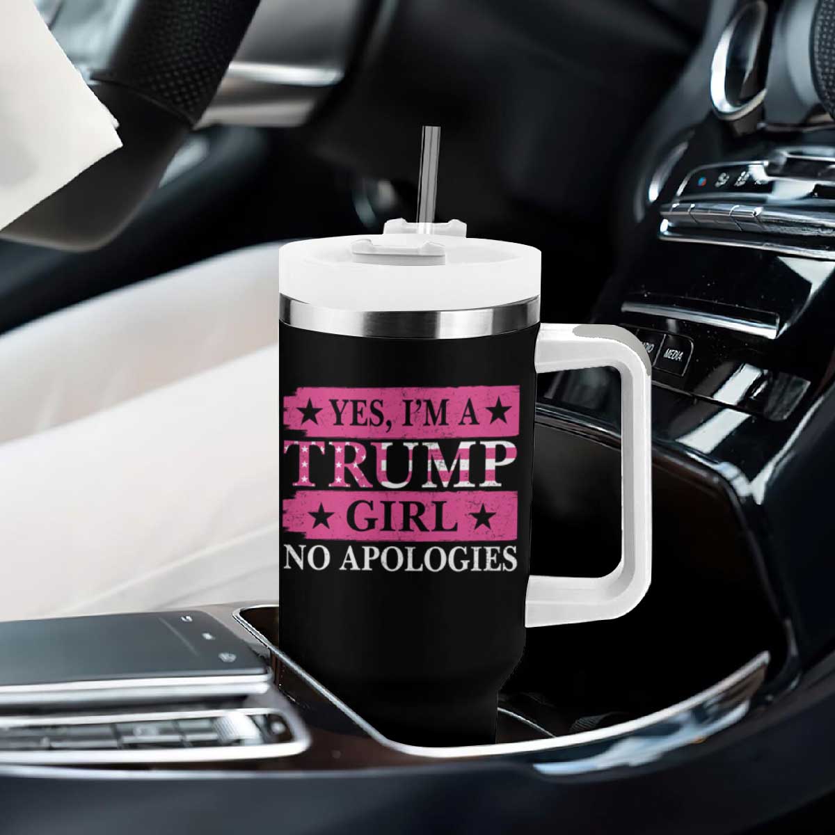 Funny Trump Supporter Tumbler With Handle Yes I'm A Trump Girl No Apologies TS09 Print Your Wear