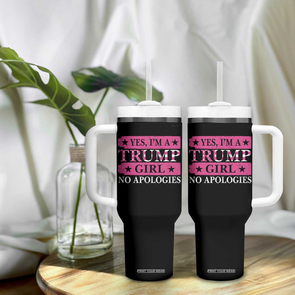 Funny Trump Supporter Tumbler With Handle Yes I'm A Trump Girl No Apologies TS09 Print Your Wear