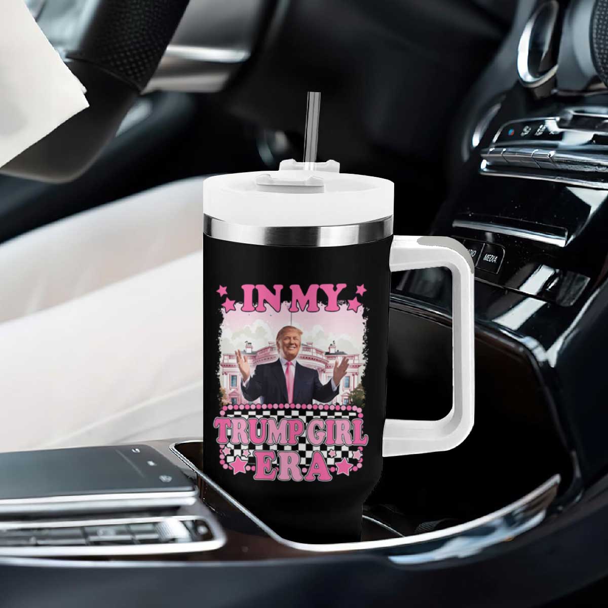 Funny Pink Trump Tumbler With Handle In My Trump Girl Era TS09 Print Your Wear